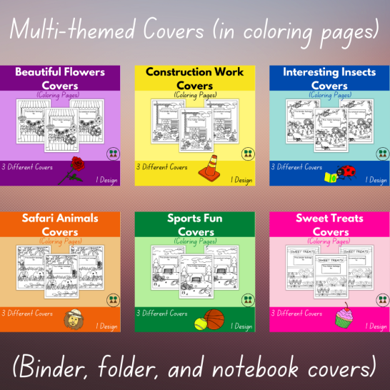 Multi-themed Covers in Coloring Pages
