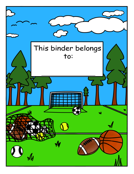 Sports Fun Binder Cover in Color
